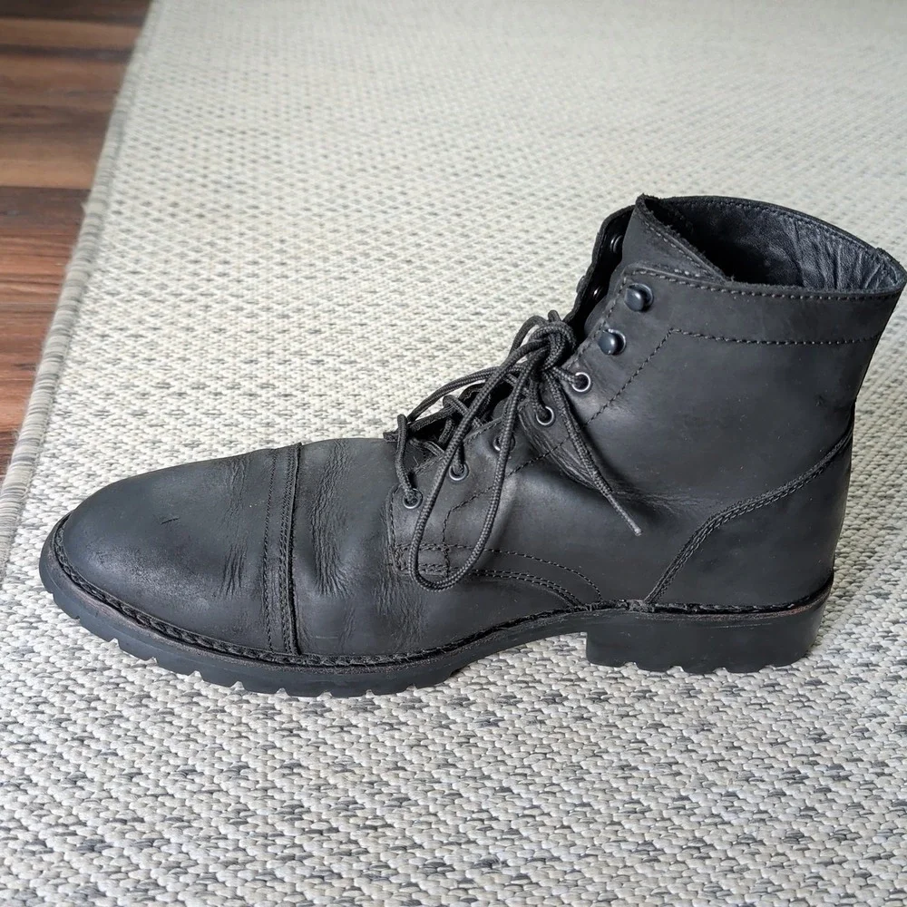 Thursday Boot Company StormKing Captain Matte Black Leather Cap Toe Boots Sz 15